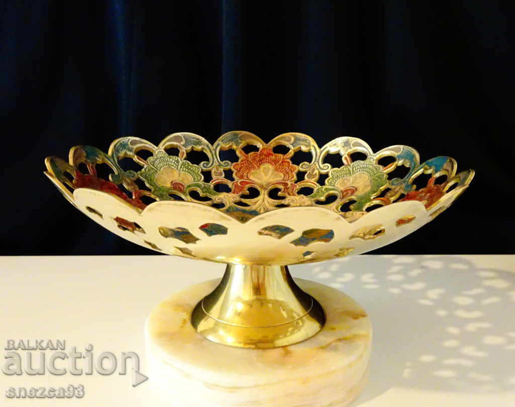 Bronze Fruit Bowl British India, Cloisonné Enamel Bronze Fruit Bowl British India, Cloisonné Enamel