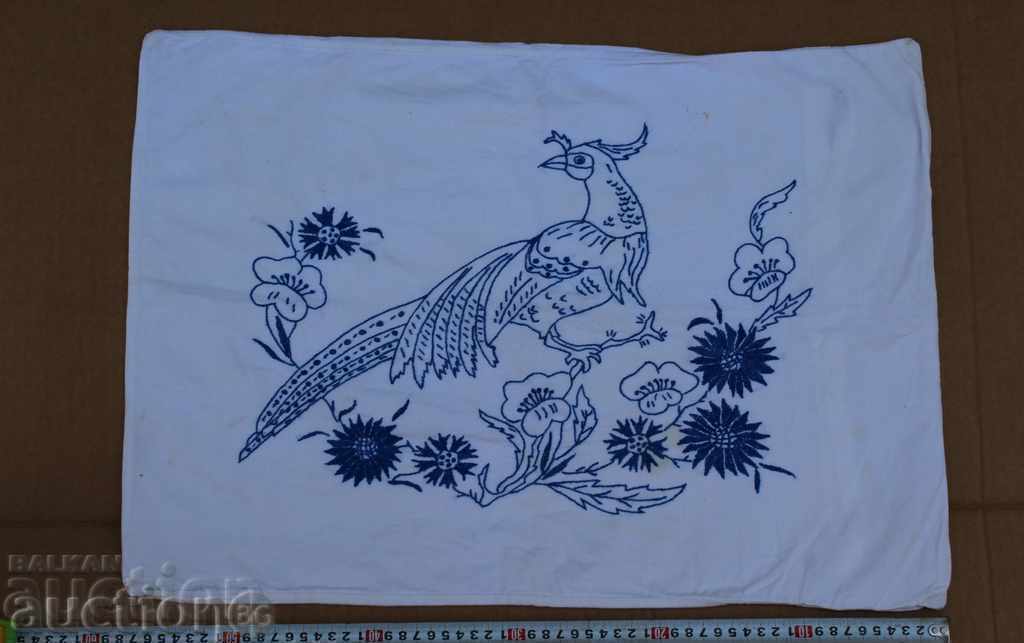 Auction  . OLD MAN'S EMBROIDERED COVER Pillow Case