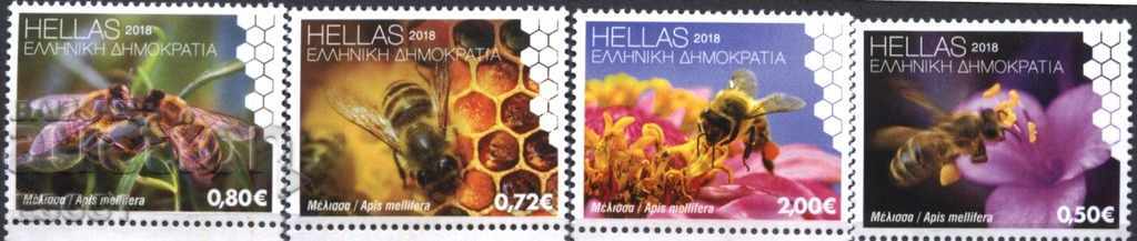 Чисти марки Фауна Пчели 2018 от Гърция