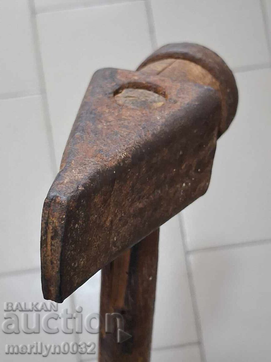 Παλιός βαρελοποιός σφυρί, ξύλινος, σφυρήλατο σίδερο, βαρέλι - 7