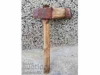 Old hammer hammer, wooden, wrought iron, barrel