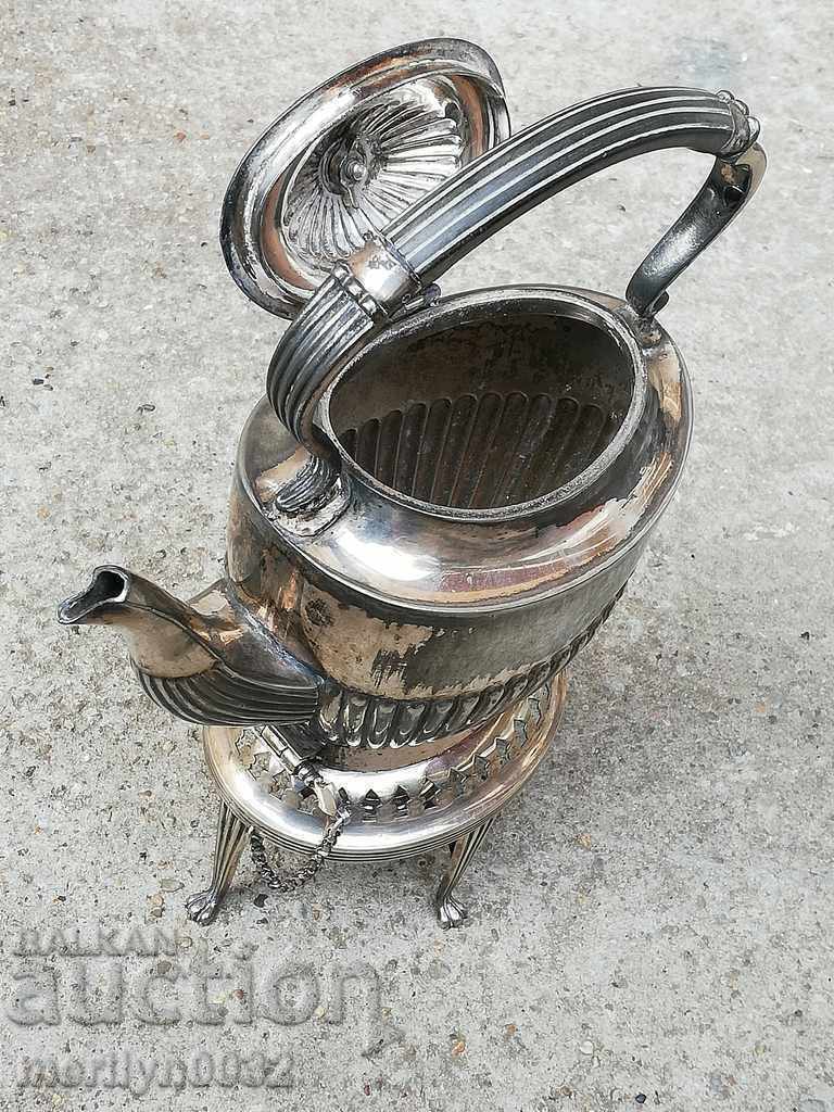Silver-plated Victorian Teapot with Spirit Burner - 5