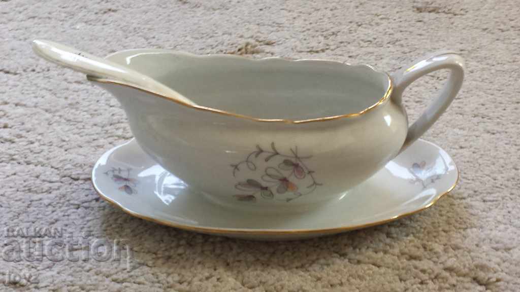 Auction  1918-1939 PORCELAIN SAUCER M Z CZECHOSLOVAKIA + SPOON