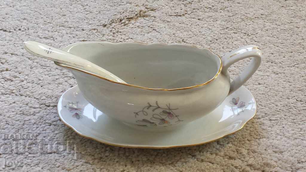 1918-1939 PORCELAIN SAUCER M Z CZECHOSLOVAKIA + SPOON