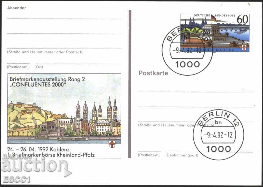 Пощенска картичка Филателна изложба 1992 от Германия