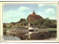 Postcard Bahra Castle Hirshstein Elbe Ship Germany