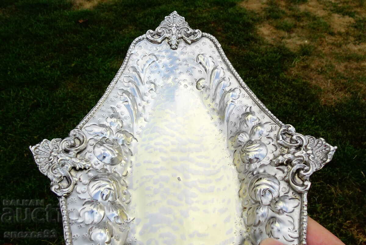 Παράδοση Αγγλική επάργυρη φρουτιέρα, γόνδολα, με σήμανση.