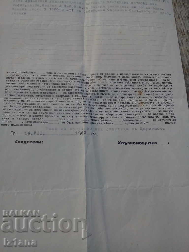 Auction Old Power of Attorney 1942 Auction Old Power of Attorney 1942