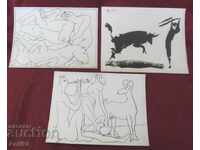 60 Old Picasso Reproductions on cardboard 3 pieces