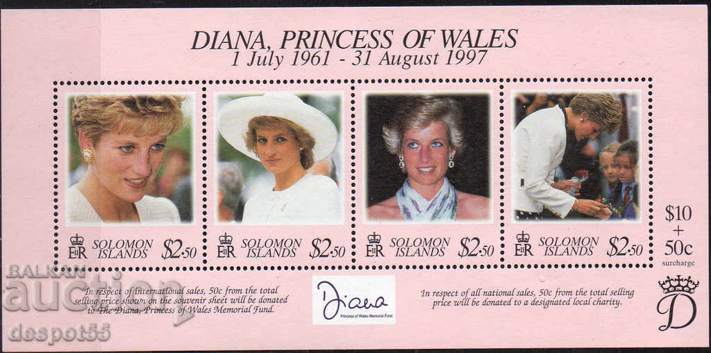 1998. Solomon Islands. Death of Princess Diana, 1961-1997