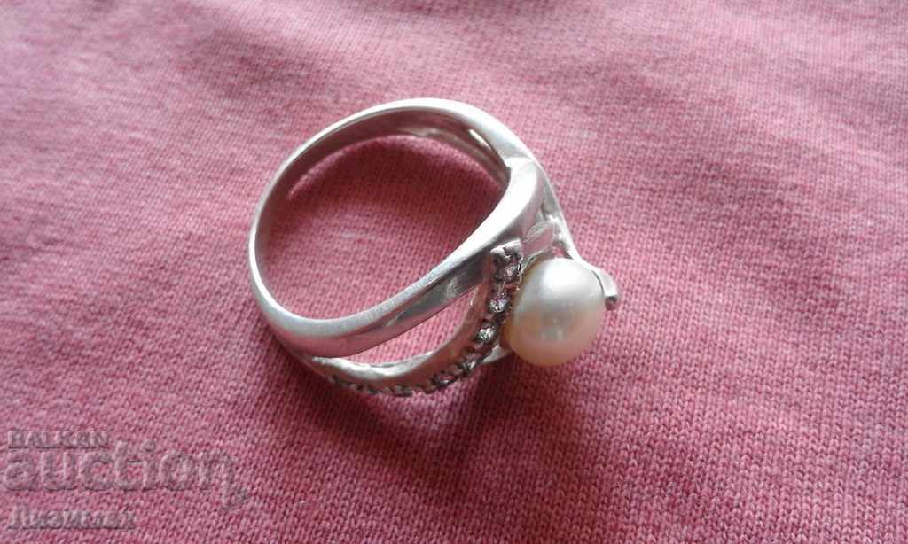 silver lady's pearl ring - delicate, exquisite workmanship! K. - 6 silver lady's pearl ring - delicate, exquisite workmanship! K. - 6
