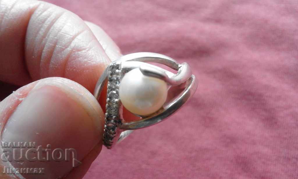 silver lady's pearl ring - delicate, exquisite workmanship! K. - 7 silver lady's pearl ring - delicate, exquisite workmanship! K. - 7