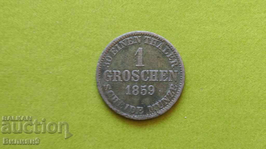 1 penny 1859 Braunschweig Germany Silver Rare