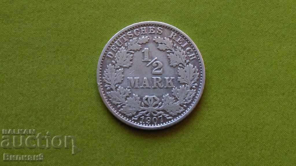 1/2 mark 1907 '' A '' Germany Silver