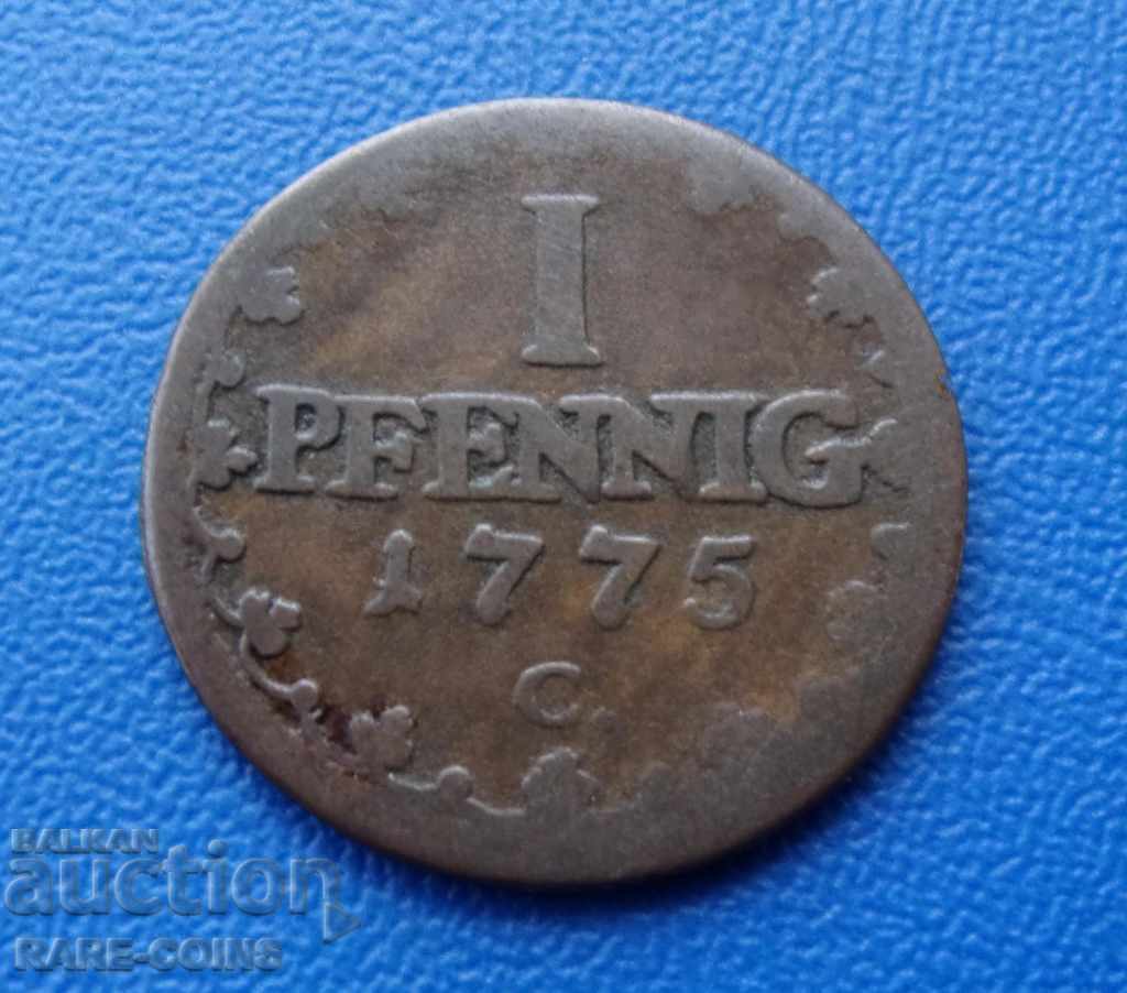 RS (10) Saxony 1 Pfennig 1775