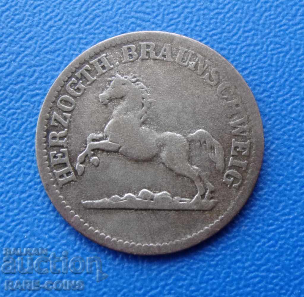 RS (10) Braunschweig 1 Grosh 1857 Silver