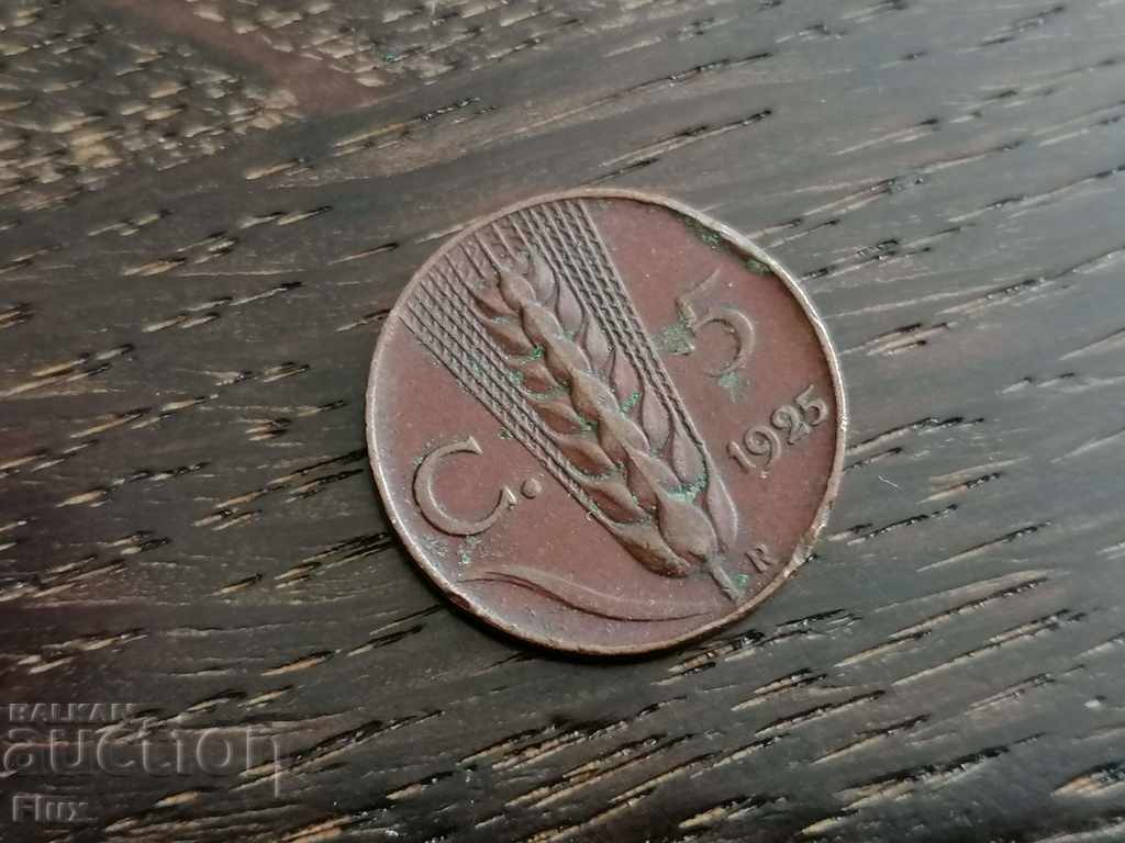 Moneda - Italia - 5 centi 1925.