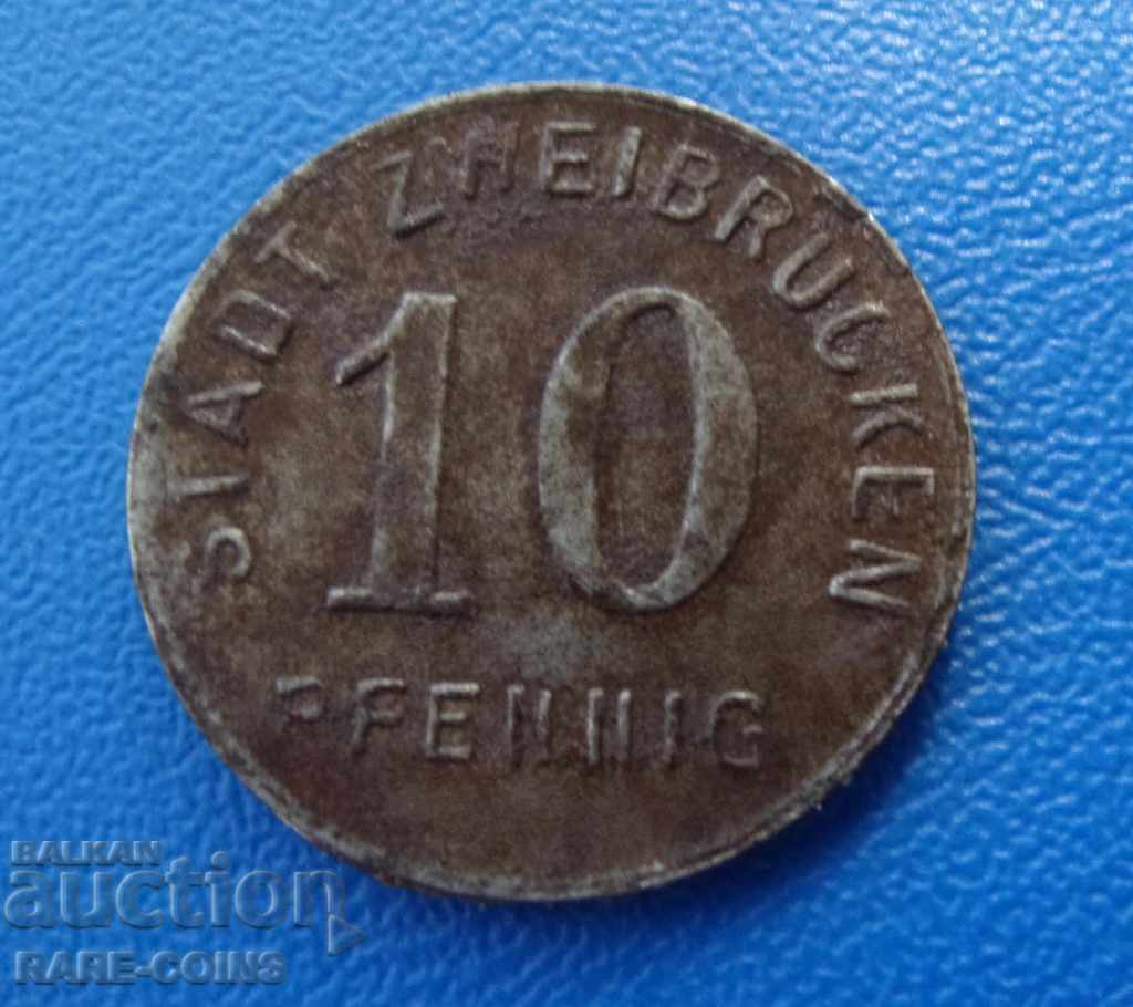 RS(12)   Цвейбрюкен 10 Пфениг 1919 (NG 123) с цена € 4.09 | 8.00 лв.