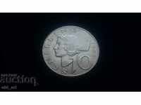 Монета - Австрия, 10 шилинга 1958 година сребро