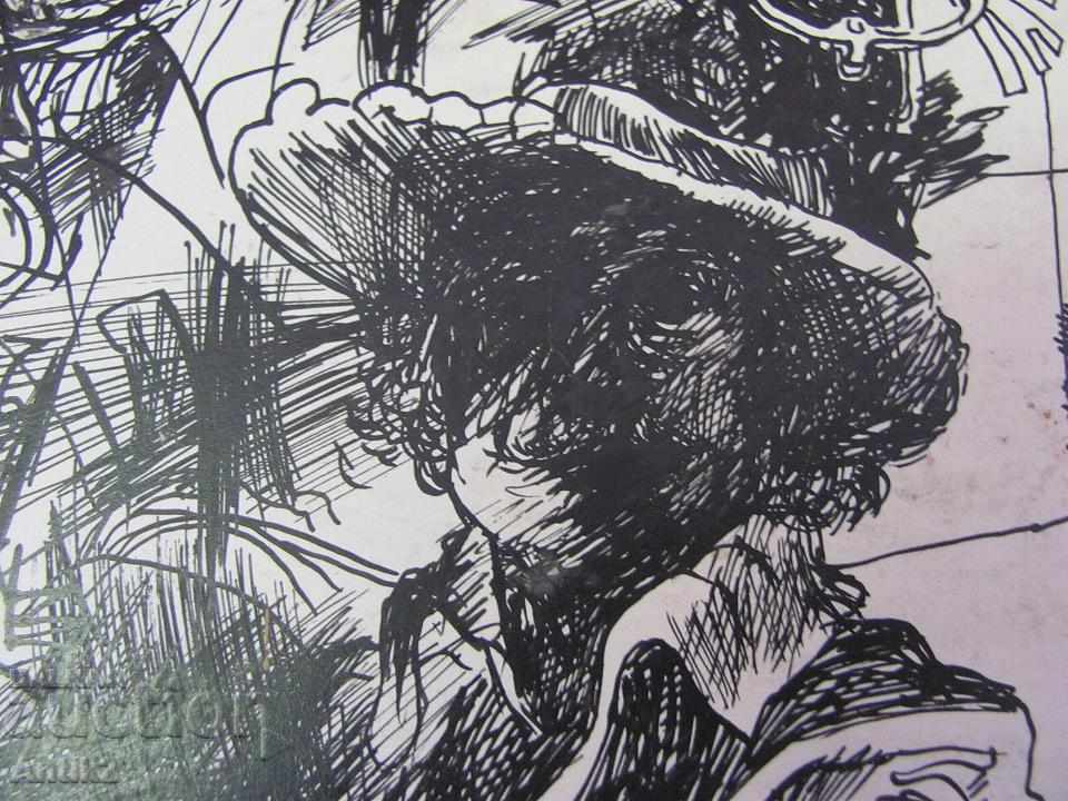 Old Original Picture graphic ink abstraction on cardboard - 5 Old Original Picture graphic ink abstraction on cardboard - 5