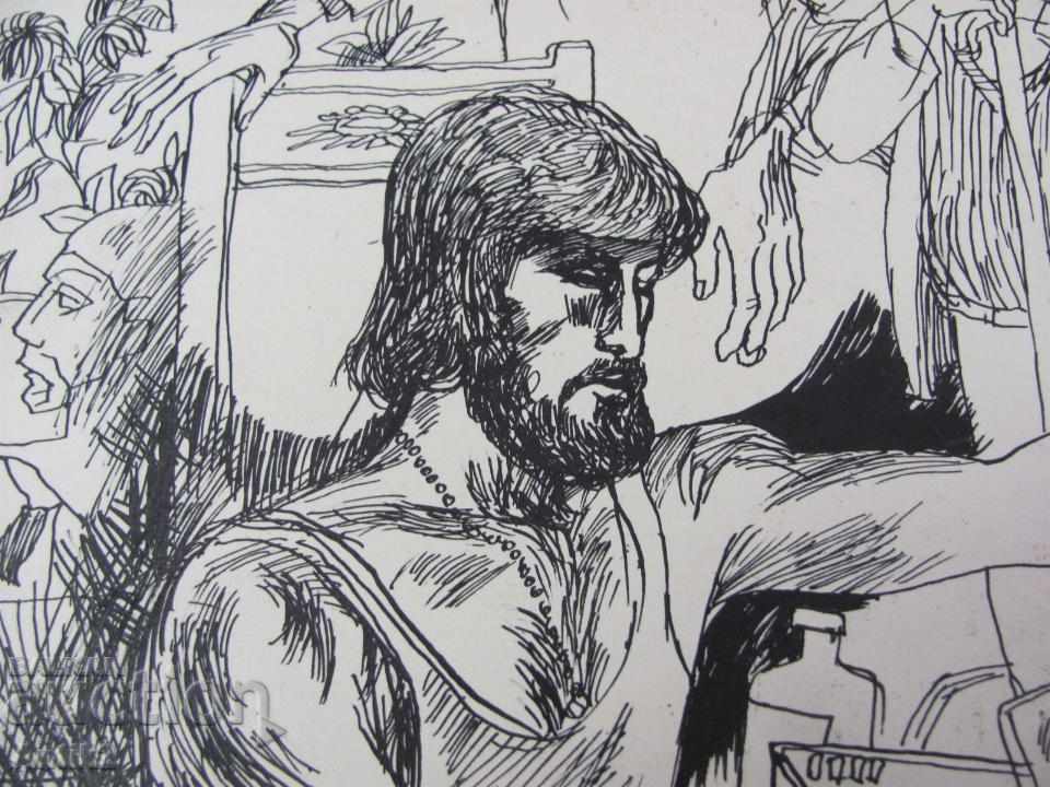 Delivery of Old Original Picture graphic ink abstraction on cardboard Delivery of Old Original Picture graphic ink abstraction on cardboard