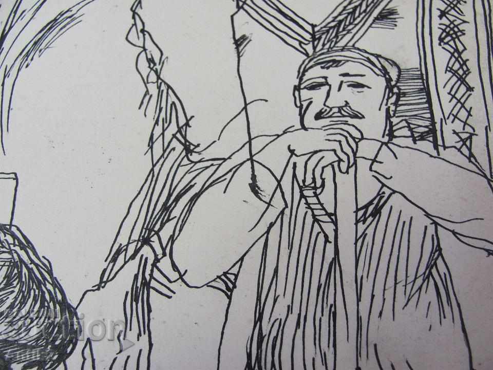 Old Original Picture graphic ink abstraction on cardboard - 6 Old Original Picture graphic ink abstraction on cardboard - 6