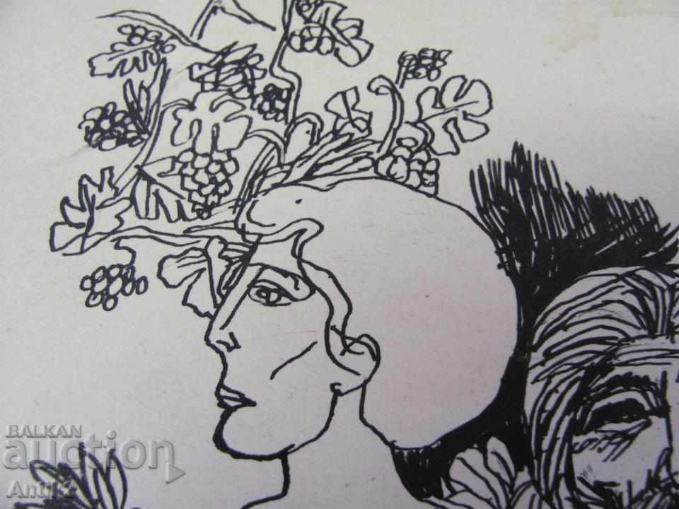 Old Original Picture graphic ink abstraction on cardboard - 7 Old Original Picture graphic ink abstraction on cardboard - 7