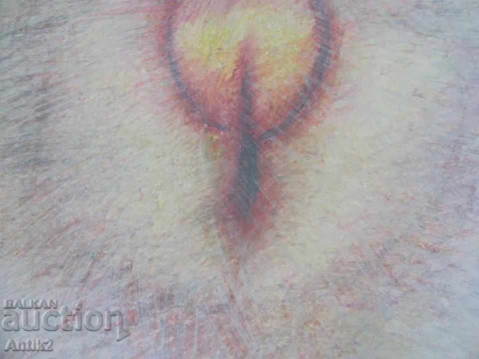 Auction  70's Original painting oil mixed media on cardboard