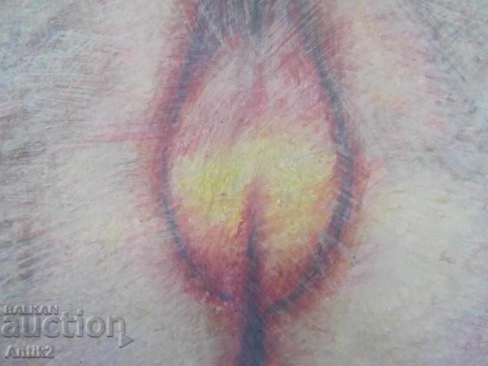 70's Original painting oil mixed media on cardboard - 5