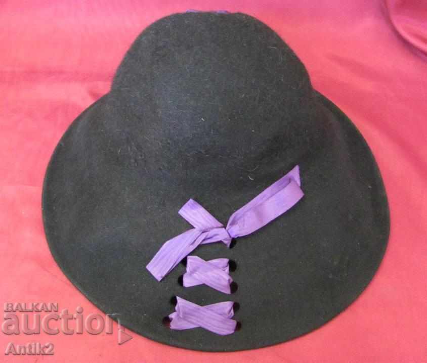 30s Lady's Hat Black Felt - 7