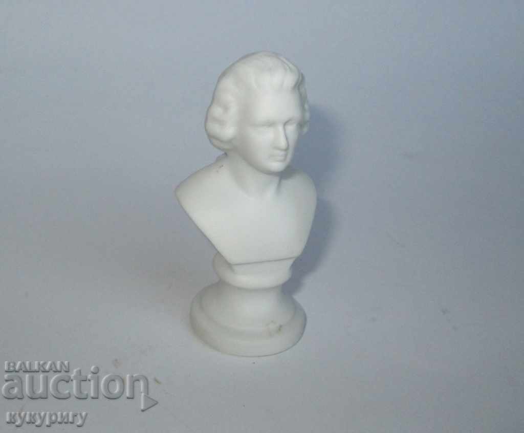 Small vintage porcelain bust Mozart figure statuette