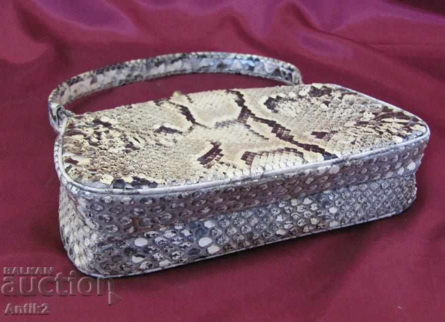 30s Art Deco Handbag Snake Leather - 5
