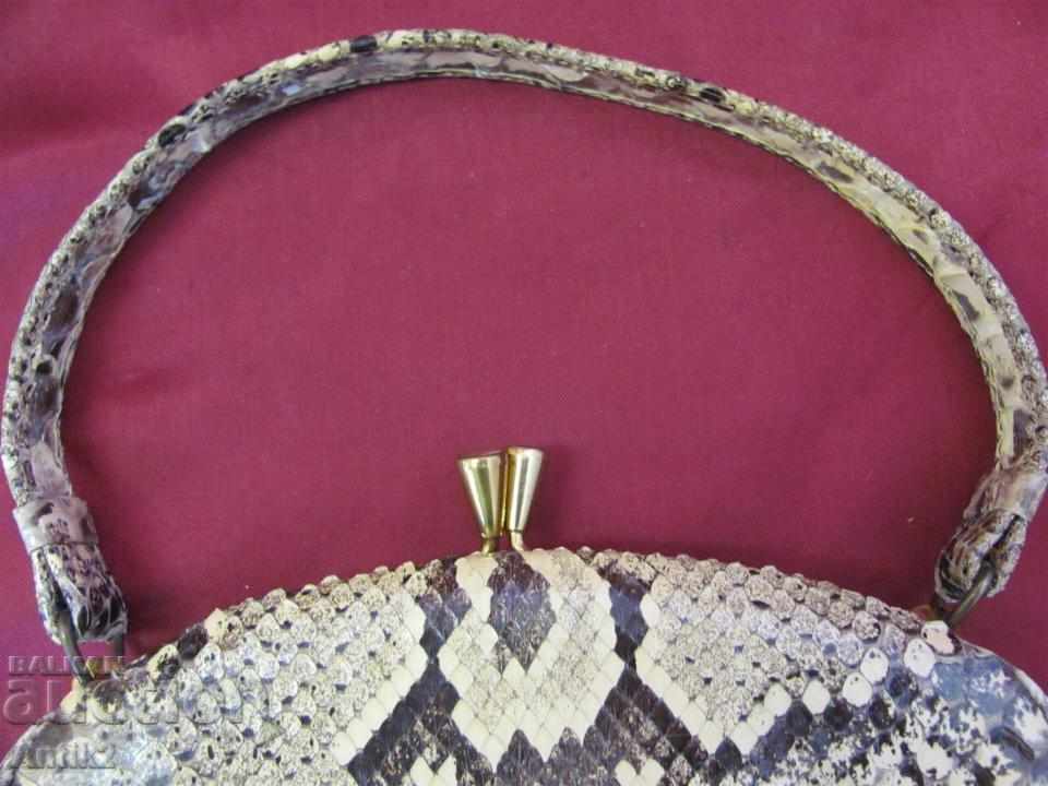 30s Art Deco Handbag Snake Leather - 6