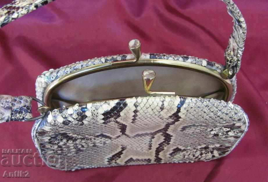 30s Art Deco Handbag Snake Leather - 7