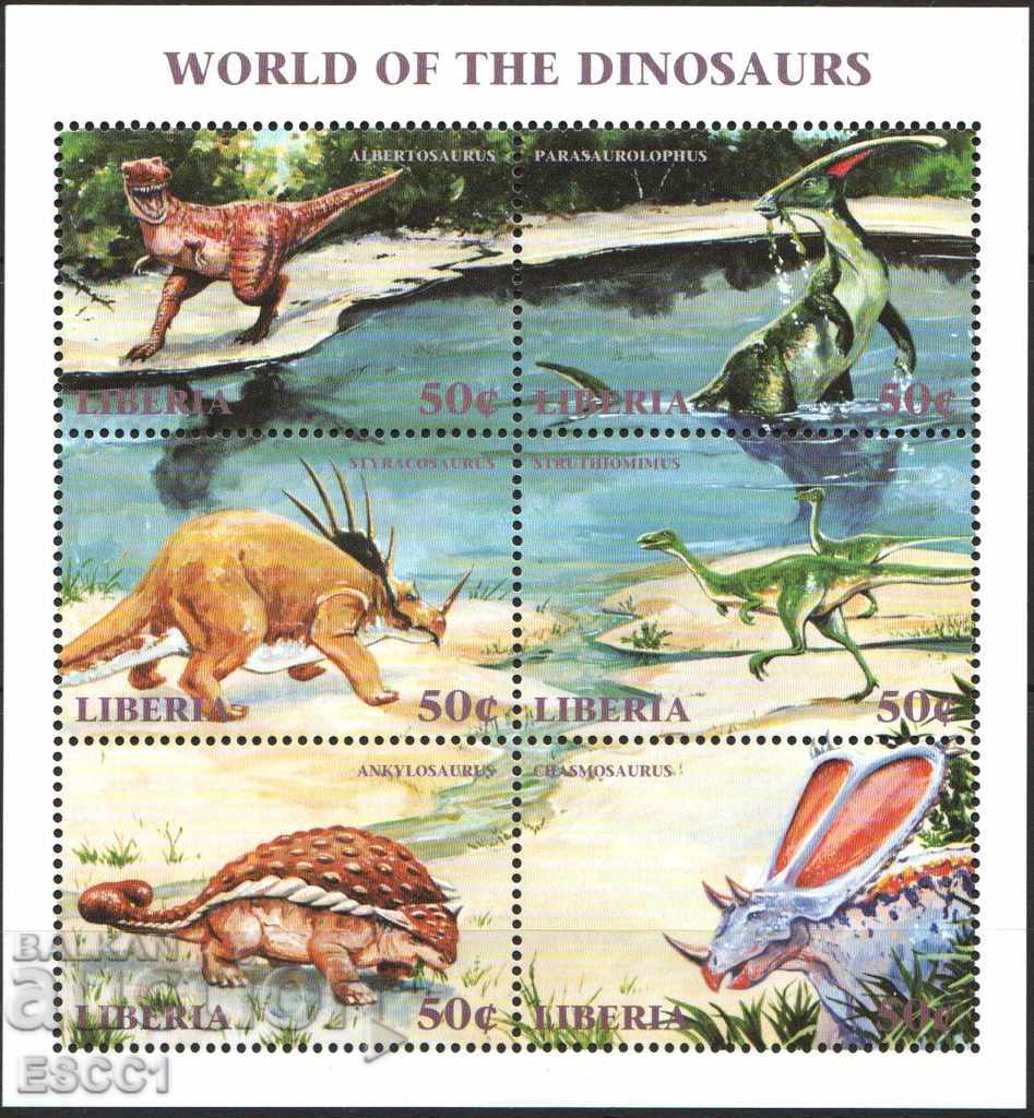 Marci pure într-o frunză mică Fauna Dinosaur 1999 din Liberia