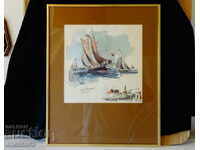Painting ships Scandinavian artist.