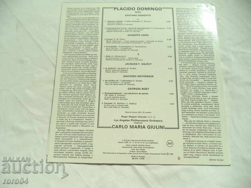 PLACIDO DOMINGO - CARLO MARIA GIULIANI with price 8.99 BGN | € 4.60 PLACIDO DOMINGO - CARLO MARIA GIULIANI with price 8.99 BGN | € 4.60