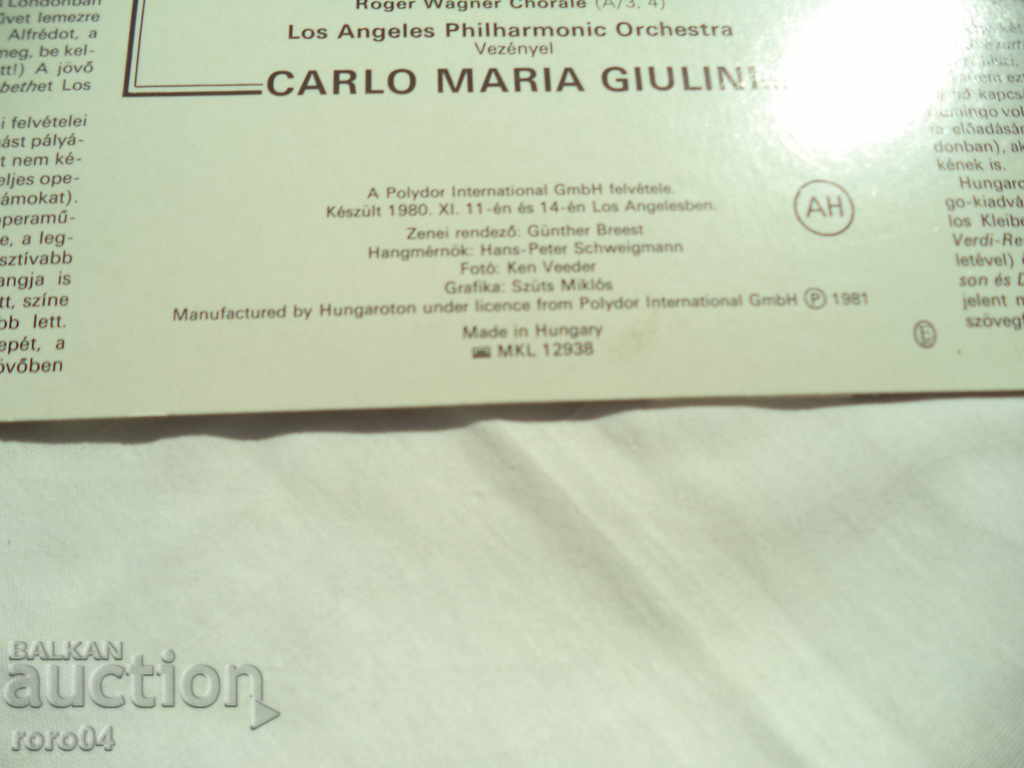 Auction PLACIDO DOMINGO - CARLO MARIA GIULIANI Auction PLACIDO DOMINGO - CARLO MARIA GIULIANI