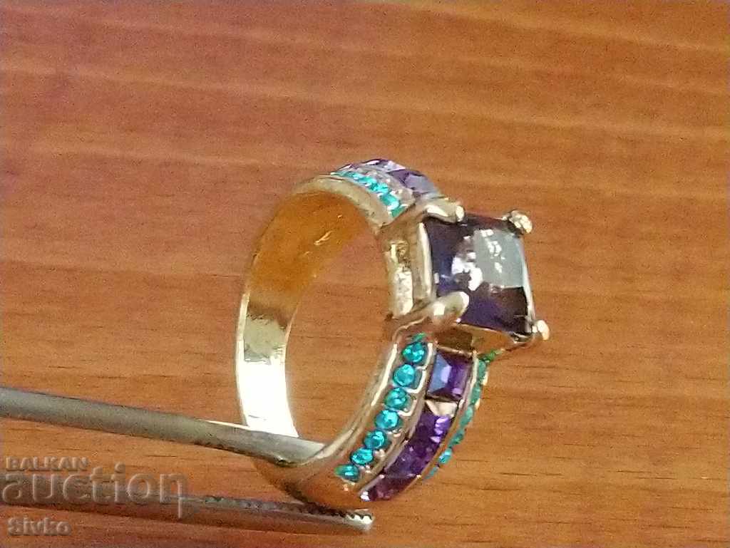 Auction  Amethyst and Topaz Ring, Gold Plated