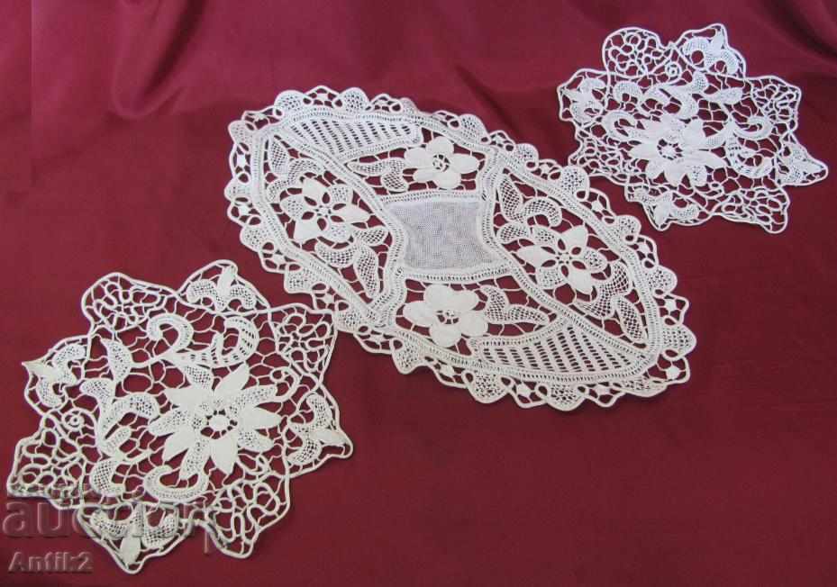 19 Century Century 3 bucăți de tricotat manual, față de masă