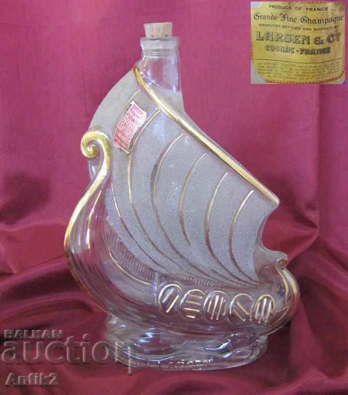 COGNAC LARSEN Antique Glass Bottle France