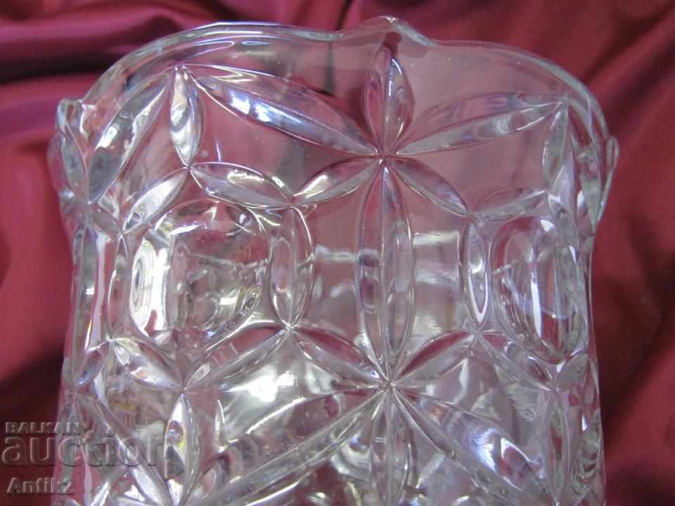 Old Art Deco Crystal Vase handmade - 5