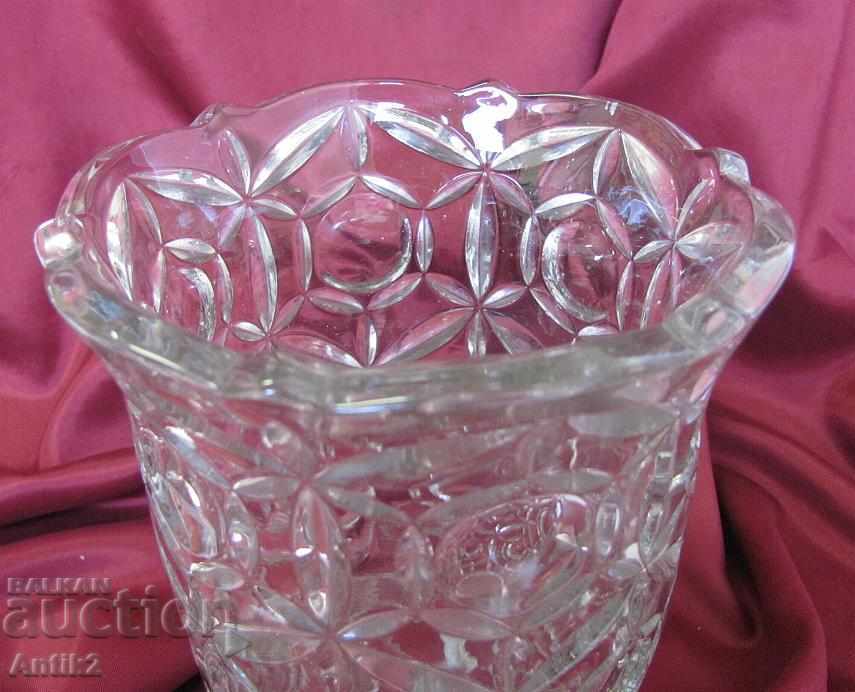 Old Art Deco Crystal Vase handmade - 6