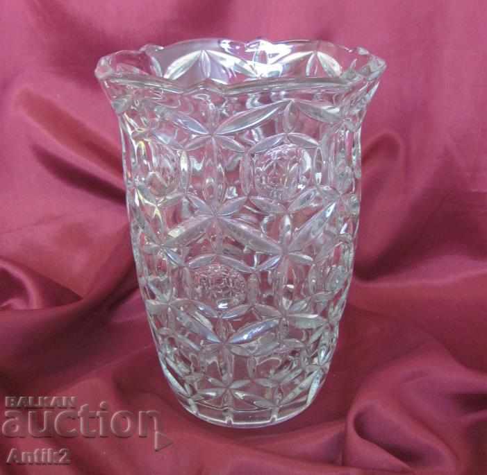 Vază de cristal Art Deco veche făcută manual