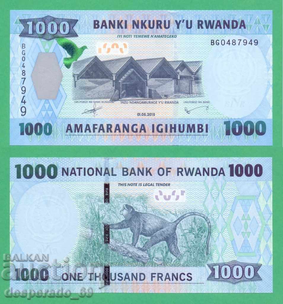 (¯`'•.¸ RWANDA 1000 francs 2015 UNC ¸.•'´¯)