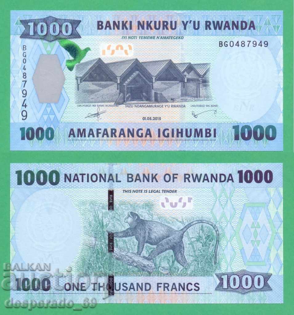(¯`'•.¸ RWANDA 1000 francs 2015 UNC ¸.•'´¯) (¯`'•.¸ RWANDA 1000 francs 2015 UNC ¸.•'´¯)
