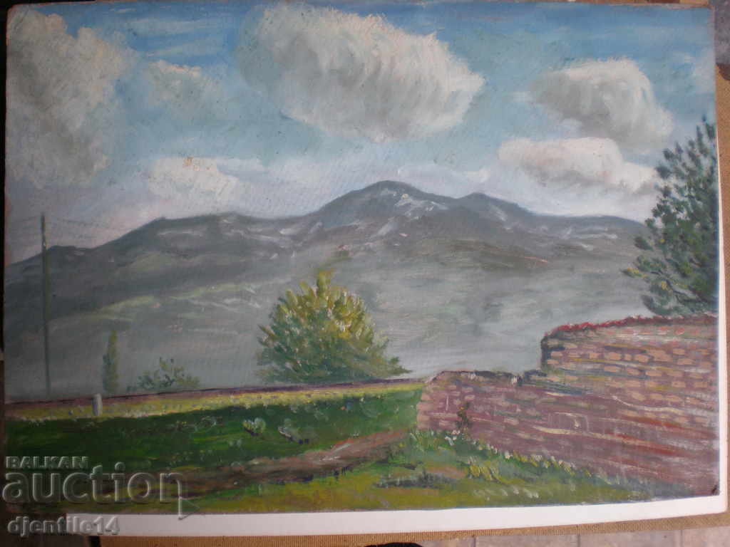 oil drawing on cardboard