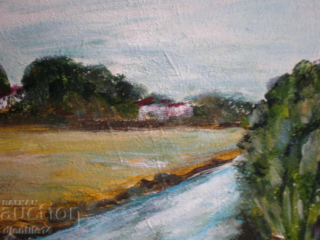 Auction  drawing oil on a glass