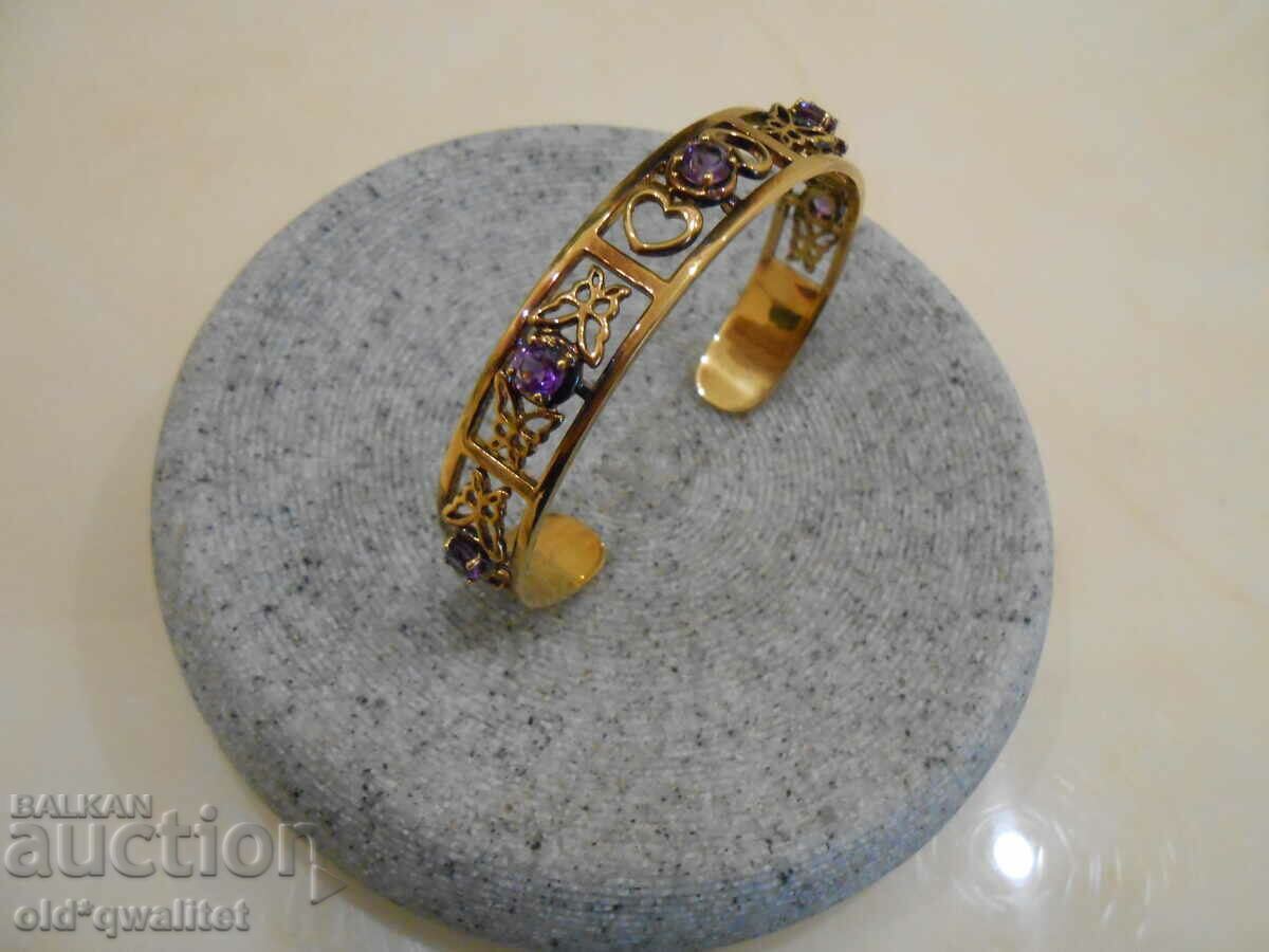 Designer SILVER BRACELET with Amethyst, gilding with price 497.00 BGN | € 254.11