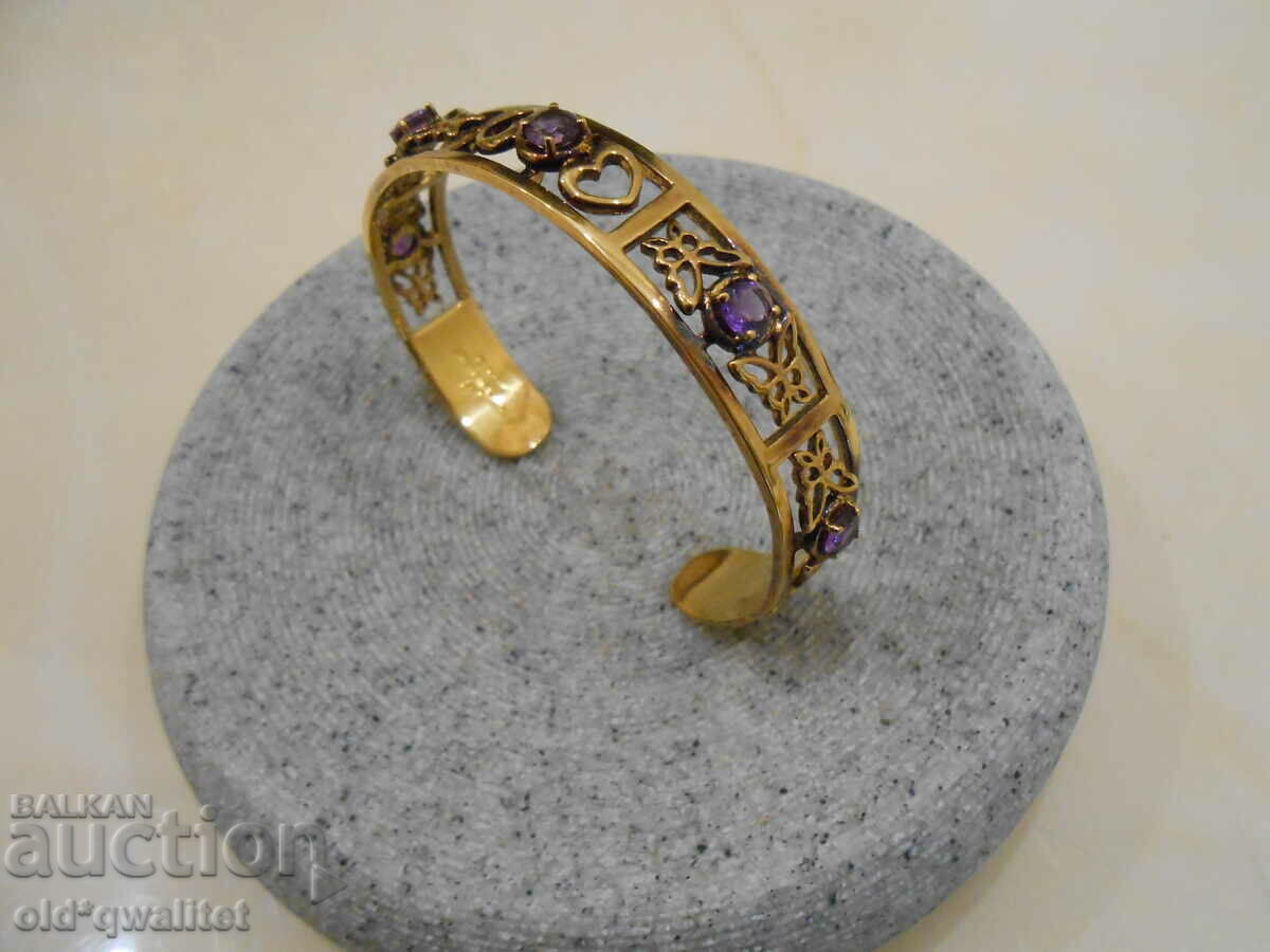 Auction  Designer SILVER BRACELET with Amethyst, gilding